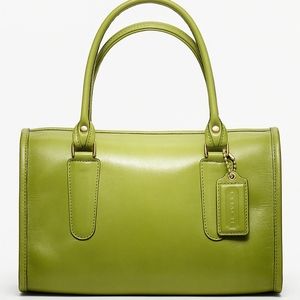 COACH $358 LEATHER MADISON SATCHEL BAG GREEN NEW
